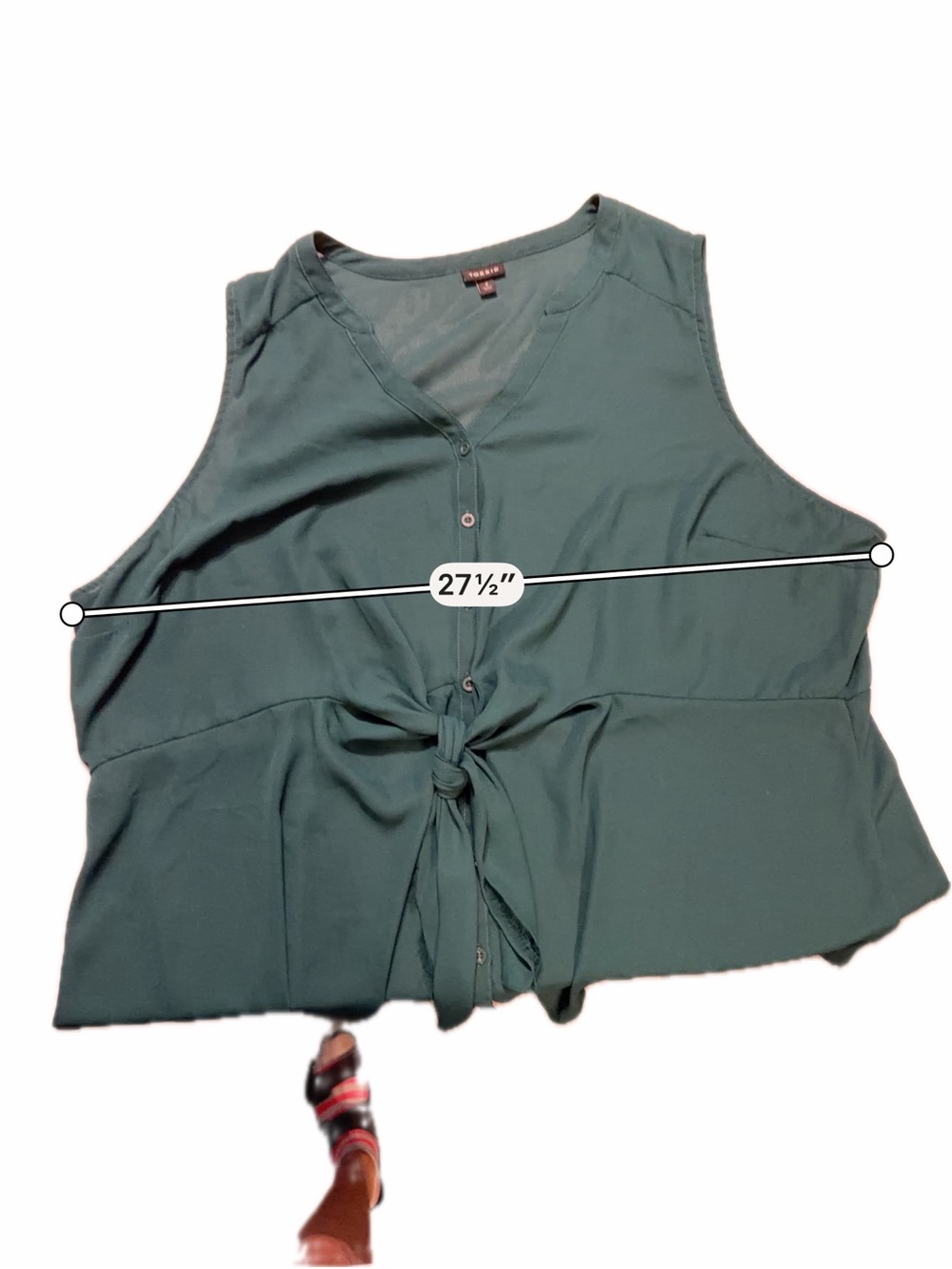 Torrid Women’s 4X Dark Teal Sleeveless Tie Front Button Up Chiffon Tunic Blouse - Picture 9 of 9